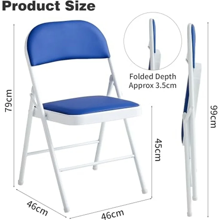 MCC direct Klappstuhl Kunstleder Klappstuhl gepolstert im 1er, 2er, 4er und 6er Set (6 St) – Bild 3