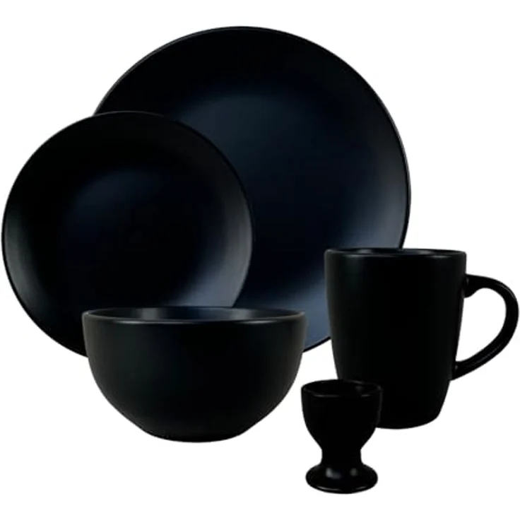 NTK-Collection Frühstücks-Geschirrset Geschirrset 20-teilig Schwarz Antonia (20-tlg), 4 Personen, Keramik, Tafelservice Frühstücksset – Bild 3