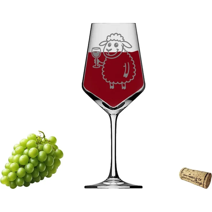eXODA Weinglas Gravur Puppa Schaf trinkt Wein 350ml spülmaschinenfest, 1-tlg, Glas, Atemberaubende Darstellung – Bild 2