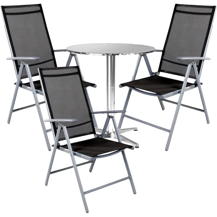 Bistro Sitzgarnitur Bistrogarnitur 4-teilig Silber/Anthrazit