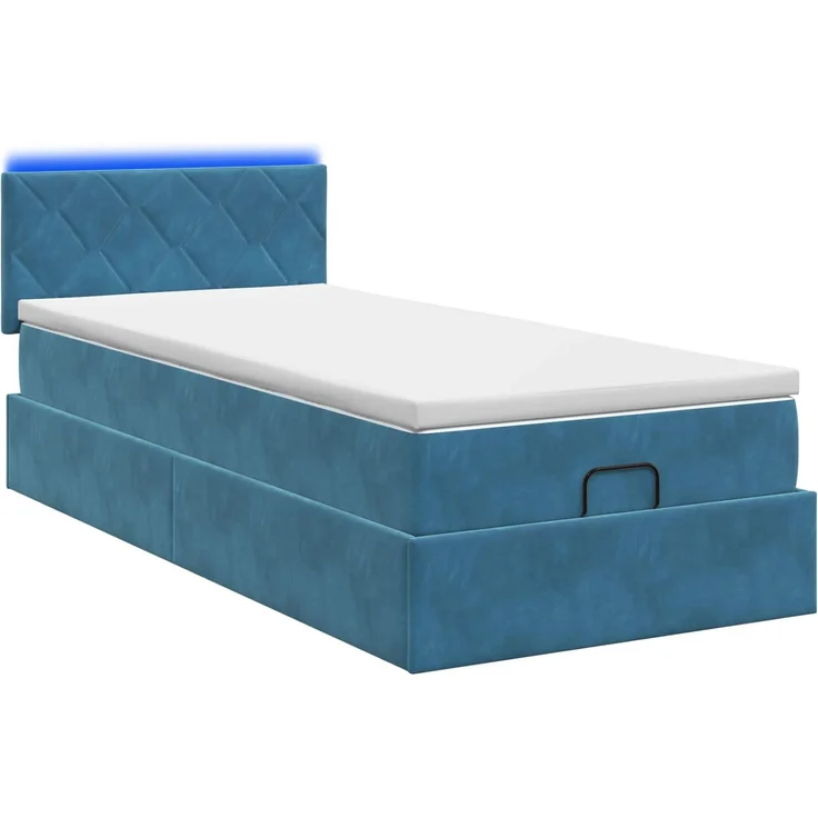 vidaXL Ottoman-Bett mit Matratze und LED Dunkelblau 100 x 200 cm Samt 3457195 – Bild 9