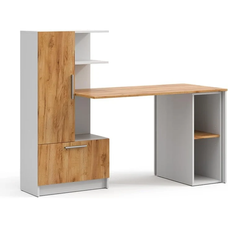 Schreibtisch Tomy Weiß/Goldkraft Eiche 150 x 59 cm 2er Set Vicco – Bild 1