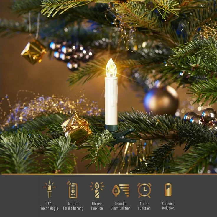 IC Winterworld LED-Christbaumkerzen 15 kabellose LED Weihnachtsbaumkerzen mit Fernbedienung, Komplett-Set, flammenlose Kerzen mit Tropfen, perfekte Alternative zur Lichterkette – Bild 3