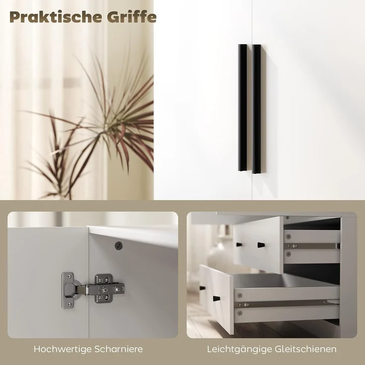 HOMCOM Kleiderschrank 2-türig mit Kleiderstange und 2 Schubladen (Garderobenschrank, 1-St, Mehrzweckschrank) für Schlafzimmer 79 x 43 x 180 cm Weiß – Bild 5