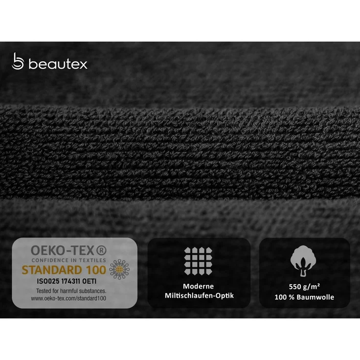 Beautex Handtuch Set Handtuch Set, Made in Europe, Frottier (Multischlaufen-Optik, Frottier Premium Set aus 100% Baumwolle 550g/m) – Bild 3