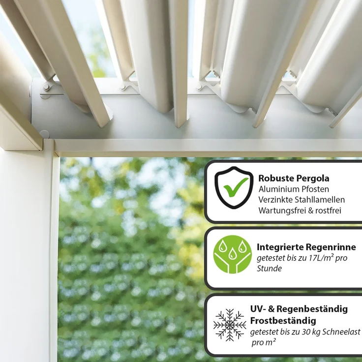 Weide 'Classic' Pergola, freistehend, Aluminium / Stahl weiß, 600 x 300 x 255 – Bild 4