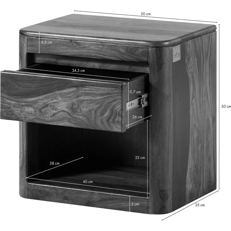 Nachttisch Sheesham 50x35x50 walnuss gewachst TORONTO #264 – Bild 9
