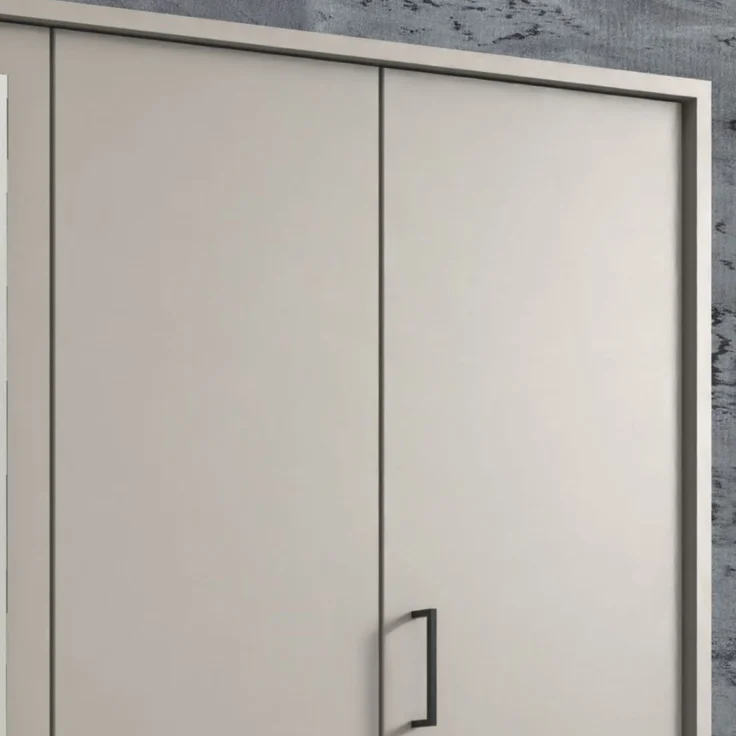 Drehtürenschrank Kleiderschrank 228cm Passep. Spiegel Beige Grau Griffe schwarz – Bild 5