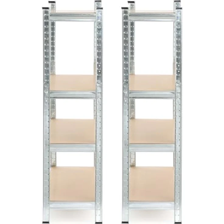 Wiltec Set 2X Schwerlastregal 160 x 60 x 180 cm, 175kg/Ablage, Steckregal verzinkt aus Stahl, Lastenregal mit 4 Ablagen, Werkstattregal – Bild 8