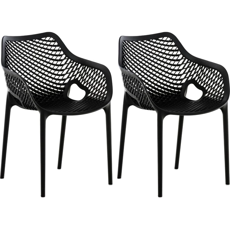 CLP Gartenstuhl Air XL 2er Set - Modernes Design, Kunststoff, Wetterfest, Stapelbar,schwarz – Bild 1