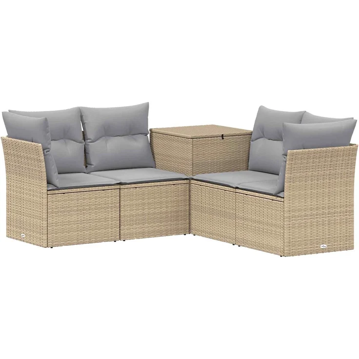 vidaXL Sofa Set 5 stk. Beige und Hellgrau 179 x 179 x 85 cm 3447845 – Bild 2