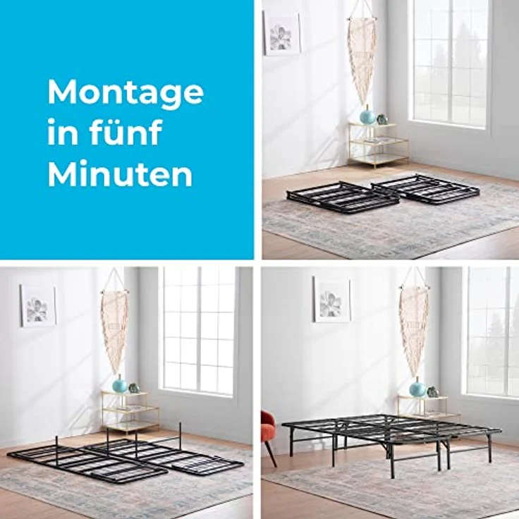 Linenspa Metallbett mit Lattenrost – Klappbett – 33 cm Stauraum unter Bettgestell – Montage in 5 Minuten – Bett 180x200 cm – Bild 3