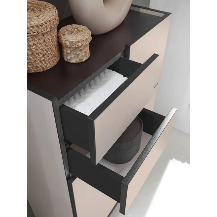 moebel-dich-auf Highboard VENEZIA (Badezimmer Midischrankin kaschmir 60 cm breit), push to open – Bild 3
