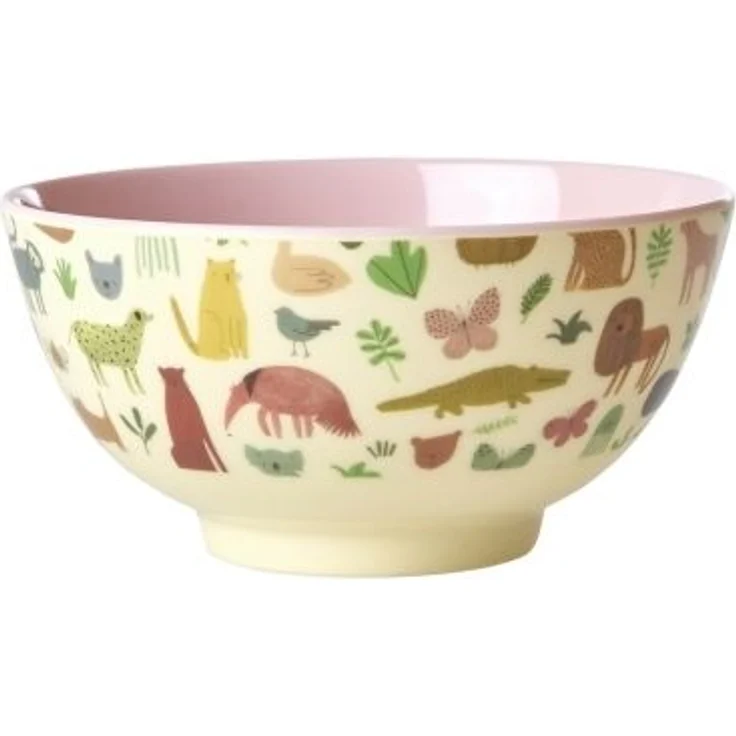 Rice Sweet Jungle Print Melamin Bowl Pink 700 ml