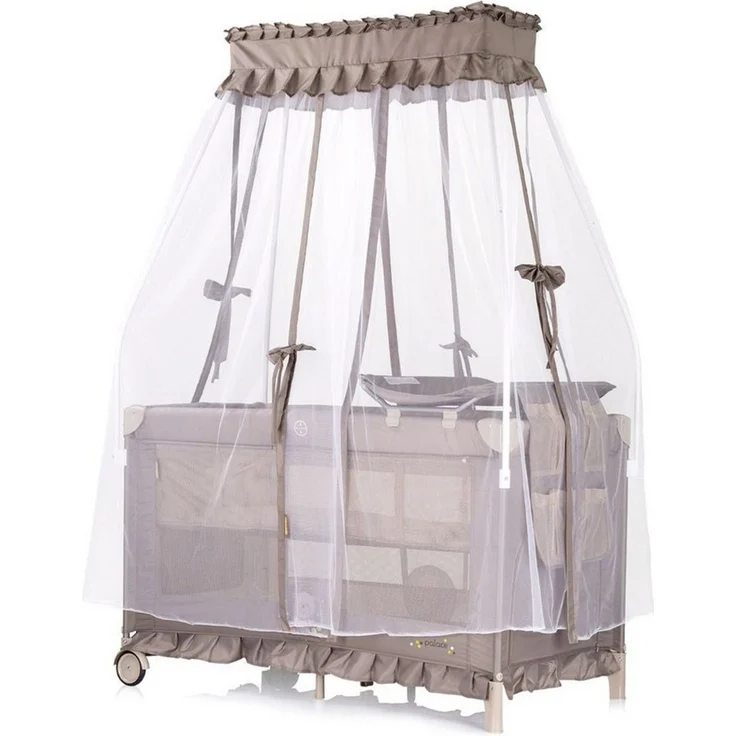 Chipolino Reisebett Palace, Baldachin Moskitonetz zwei Ebenen Wickelauflage beige braun – Bild 2
