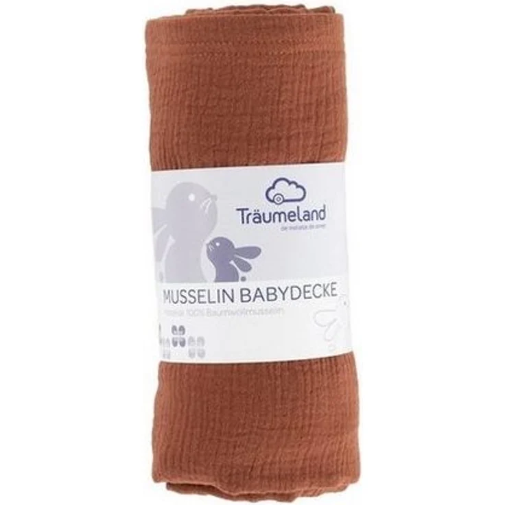 Träumeland Babydecke aus Musselin terrakotta Größe 75 x 100 cm – Bild 3