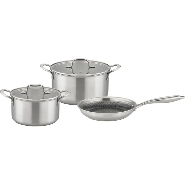 GSW Topf-Set Inoxxa Black, Edelstahl, Glas (Set, 5-tlg), Kochtopf-Set aus Dreischicht-Material mit Antihaft-Versiegelung – Bild 1