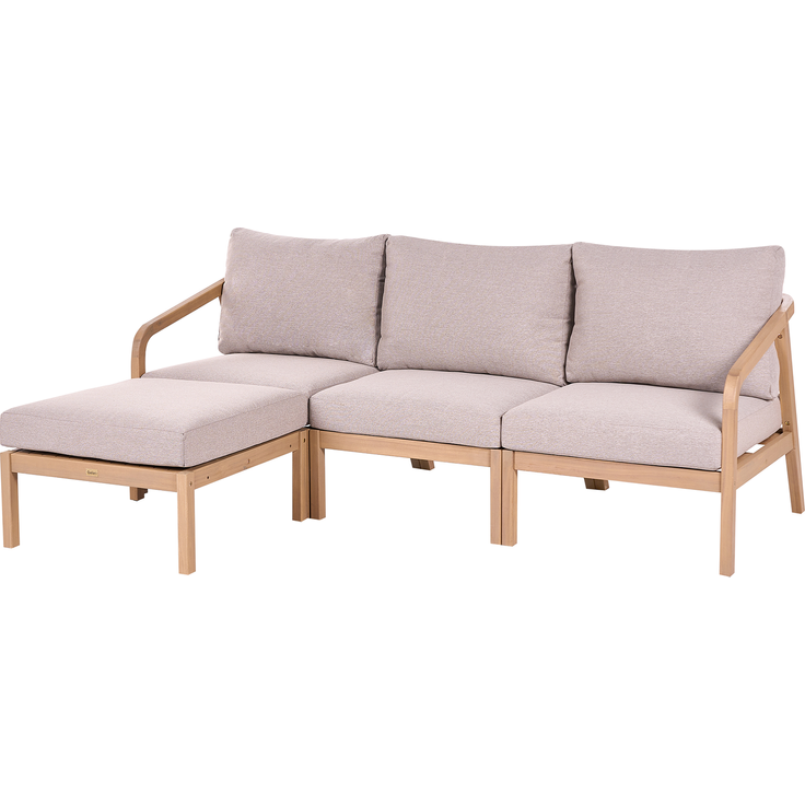 Gartensofa Set 3-Sitzer RIVELLO mit Ottomane Akazienholz Hellbraun – Bild 4
