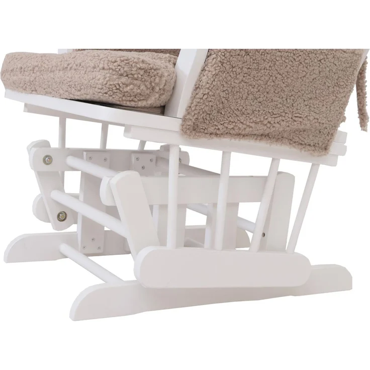 Relaxsessel HWC-C76, Schaukelstuhl Sessel Schwingstuhl + Hocker Stoff Bouclé 480g/m² Öko-Tex ~ braun Gestell weiß – Bild 7