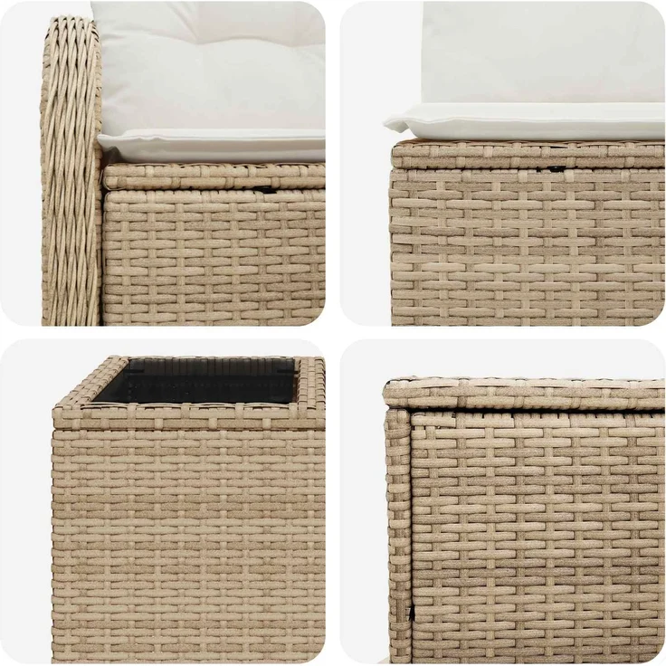 vidaXL Sofa Set 8 stk. Beige und Cremeweiß Polyrattan und Stahl 3448068 – Bild 8