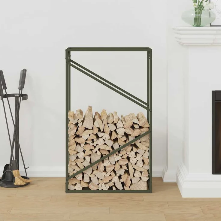 vidaXL Brennholzregal Olivgrün 60x25x100 cm Kaltgewalzter Stahl 864330 – Bild 2
