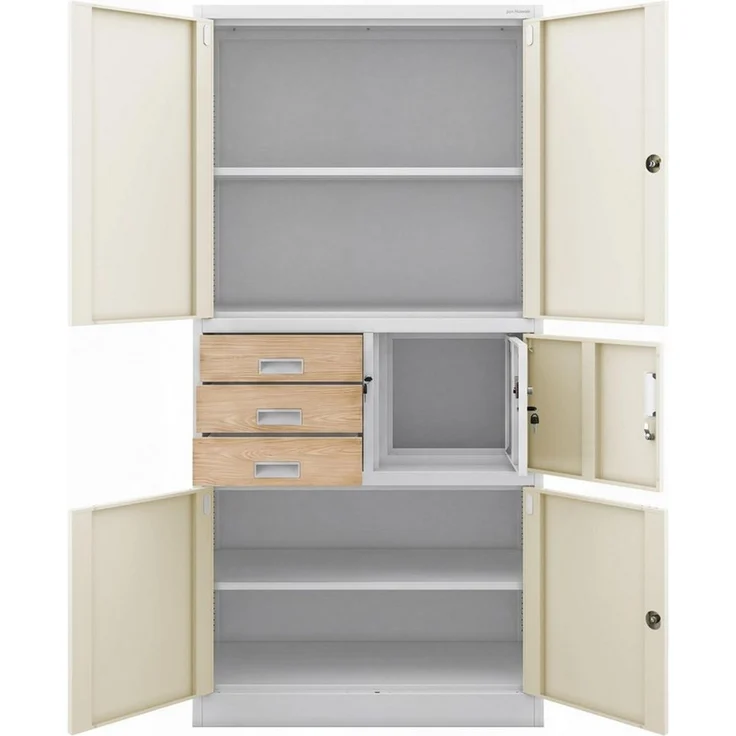 Jan Nowak Aktenschrank Metallschrank Büroschrank mit Tresor Zahlenschloss Schubladen abschließbar Stahlschrank Büro Ordnerschrank Lagerschrank für Aktenordner Dokumente 185 x 90 x 40 cm – Bild 3