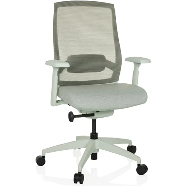 MID.YOU Drehstuhl, Grau, Textil, mit Armlehnen und ergonomischer Rückenlehne, 65x95 - 103x70 cm – Bild 1