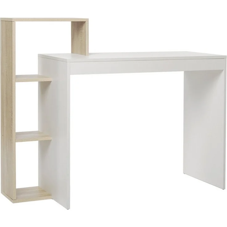 Mondeer Schreibtisch Computertisch, mit Ablagefach, Weiß+Natur – Bild 5