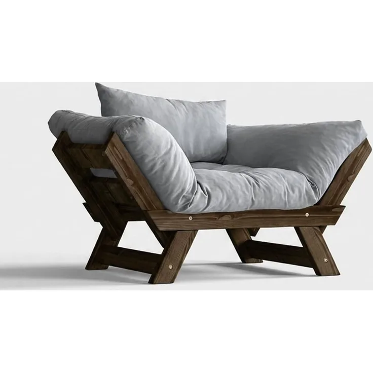 Skye Decor 'CPT8133-140' Garten-Sessel, Walnuss / Grau, 108-140 x 75 cm