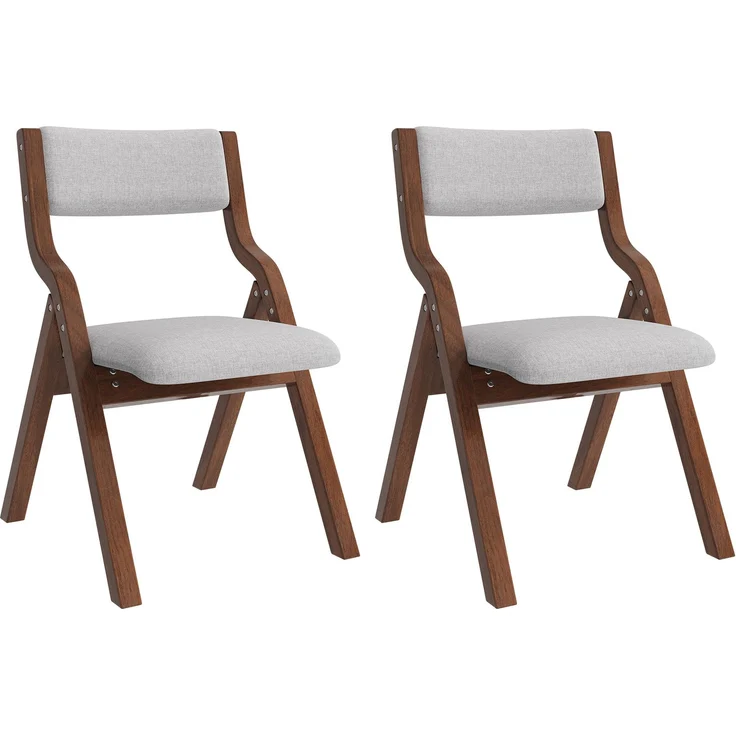 2 klappbare Esszimmerstühle, Esszimmerstühle aus Massivholz, bequem und atmungsaktiv, faltbar und verstaubar, geeignet für Esszimmer, Wohnzimmer, Café, moderner Stil, Leinen, Grau--Herde--55x49x81cm--YOUDENOVA – Bild 8