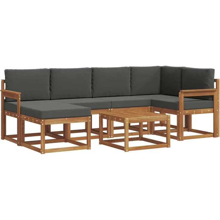 vidaXL Outdoor-Sofagarnitur mit Kissen 7 pcs Natur und Anthrazit 3366665 – Bild 2