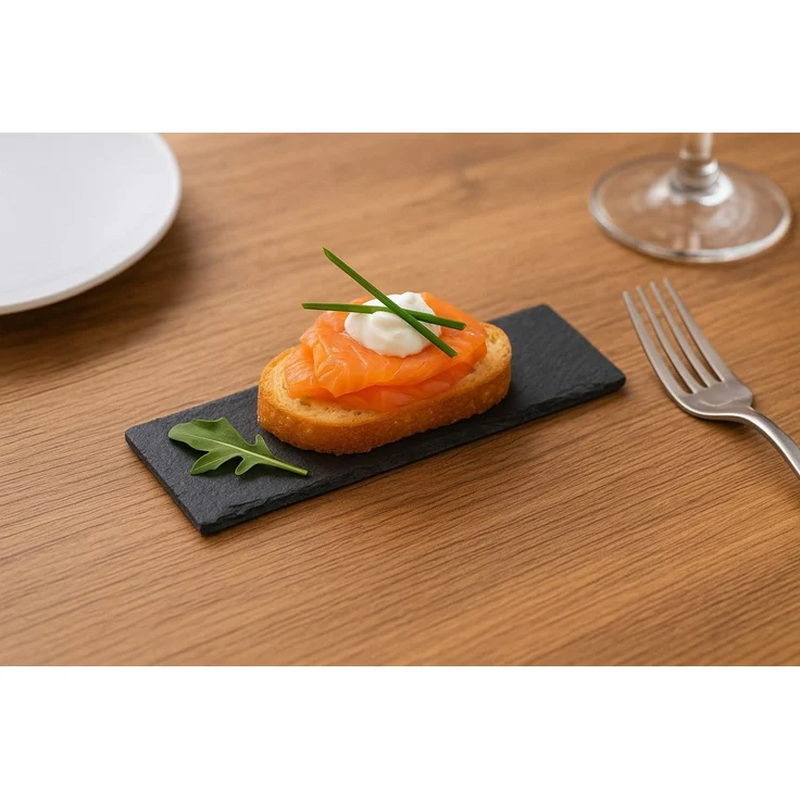hausleben Servierplatte Schieferplatten 15x5 cm, (Set, 8-tlg, 8 rechteckige Schieferplatten 15x5cm), aus echtem Schiefer – Elegantes Design für Gastronomie & Zuhause – Bild 2