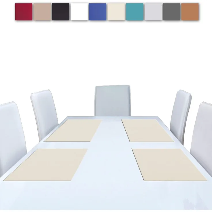 6er Set Tischsets Platzset Tischuntersetzer Platzdeckchen Tischdeko Tischmatte Essensunterlage Maße 30x45 cm, Farbe: beige - creme