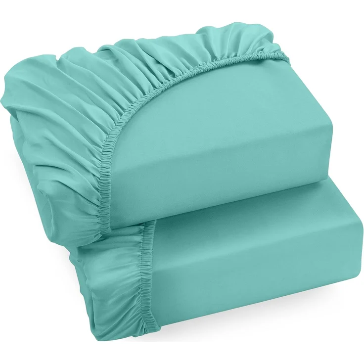 Utopia Bedding - 2er Set Spannbettlaken 140x200 cm - Spa Blau - Gebürstete Mikrofaser Spannbetttuch - 35 cm Tiefe Tasche – Bild 1
