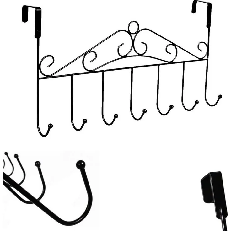 BAYLI Türgarderobe 42,5cm Türgarderobe mit 7 Haken Kleiderhaken Türhakenleiste Garderoben