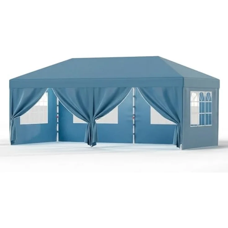 JUMMICO Pavillon 3x6 Wasserdicht Stabil Winterfest Höhe Verstellbar,Faltpavillon mit 6 Seitenwänden,Pavillion UV Schutz 50+,Gartenpavillon Faltzelt für Garten, Innenhof, Camping,Gazebo Blue – Bild 1