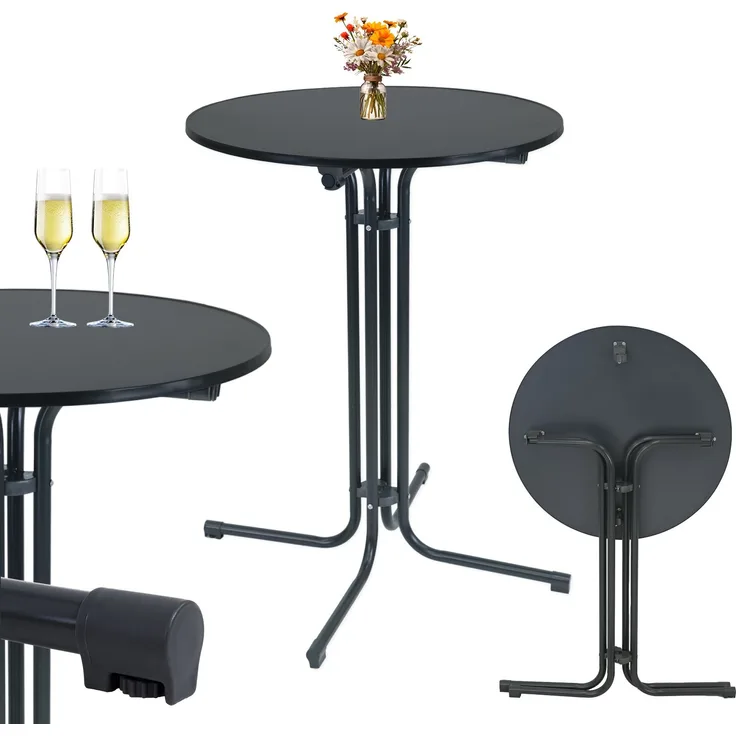 Stehtisch klappbar Ø 80 cm Höhe 110 cm Stahl Gastrotisch Partytisch Bistrotisch in Anthrazit