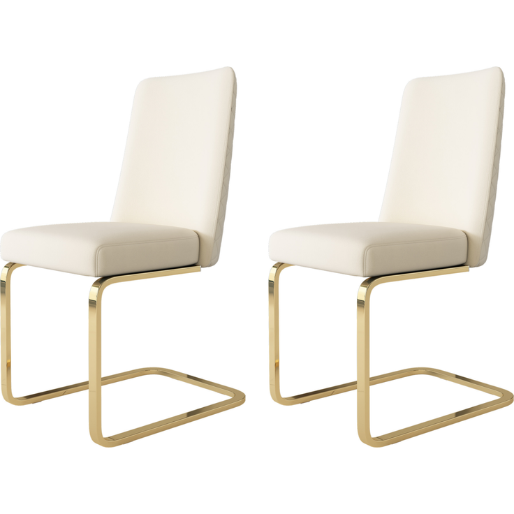 Esszimmerstuhl 2er-Set 88×52×45 cm – Samt in Beige mit diamantförmiger Rückenlehne und Metallbeinen – Bild 4