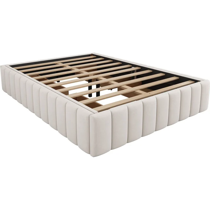 Futonbett mit Lattenrost und 4 Schubladen, 140x200 cm, ohne Kopfteil, Bezug aus Samt – Bild 7