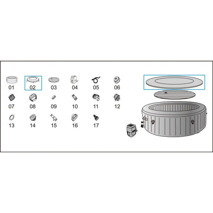 Bestway® Ersatzteil Kunstleder-Abdeckung (schwarz) für LAY-Z-SPA® Miami AirJet™ Ø 180 cm (2022) – Bild 2