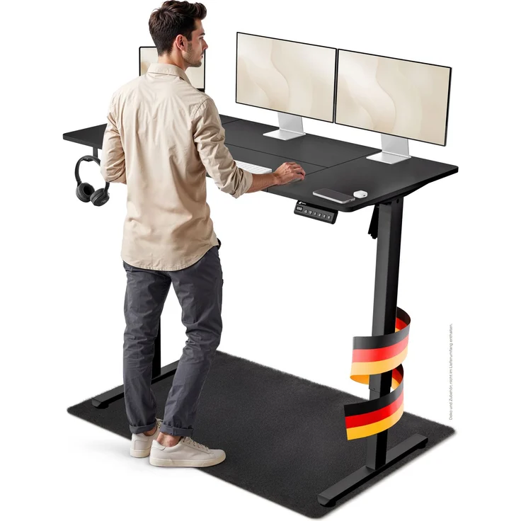 LUTIVO Foxtrot, Höhenverstellbarer Schreibtisch Elektrisch, Memory-Funktion und Kabelmanagement, 120 x 60 cm, Schwarz/Schwarz – Bild 5