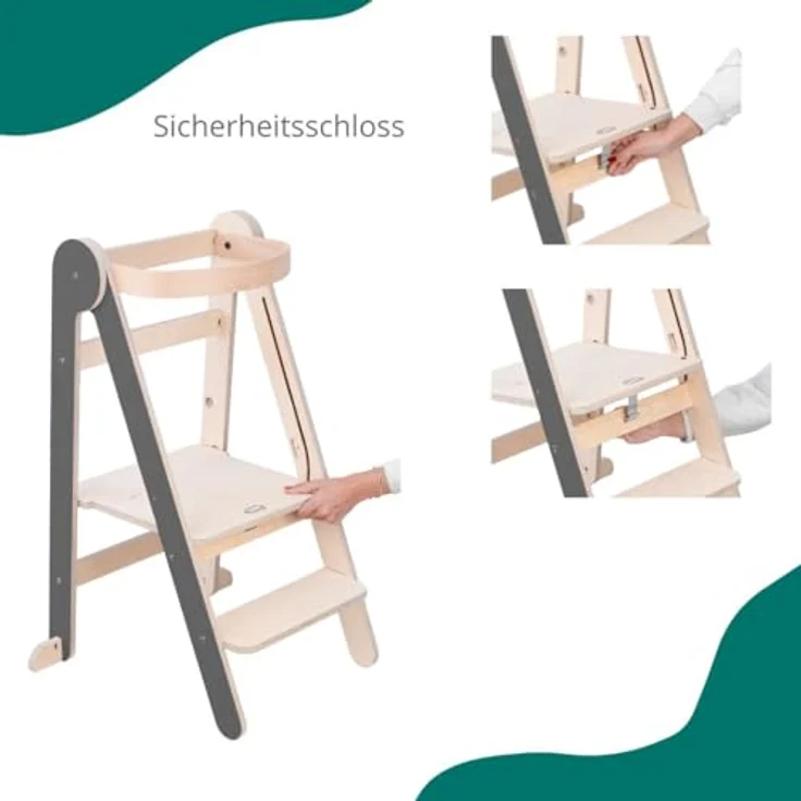 Mamatoyz Lernturm - Grey Color - Holz Grau – Bild 8