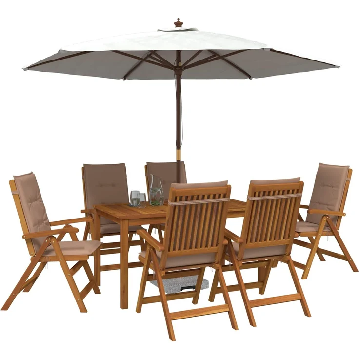 vidaXL 7-Piece Garden Dining Set 6-Sitzer Taupe Massivholz Akazie 3434563 – Bild 3