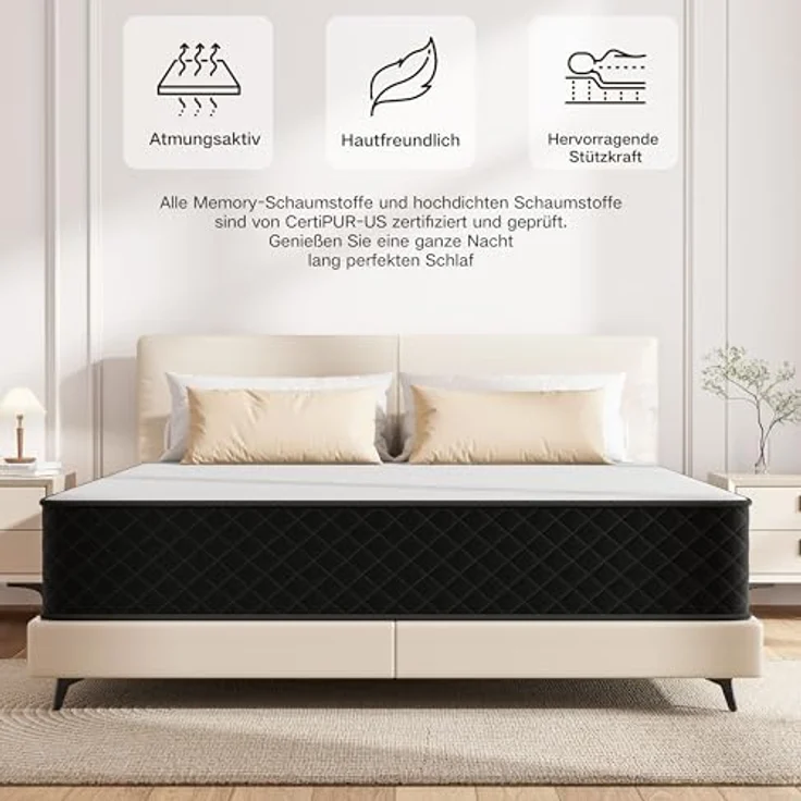 Matoresu Matratze 140x200 cm 7-Zone Härtegrad H4 Höhe/Öko-Tex Zertifiziert, 25cm Taschenfederkernmatratze mit Memory Foam, 140 x 200 x 25 cm – Bild 5