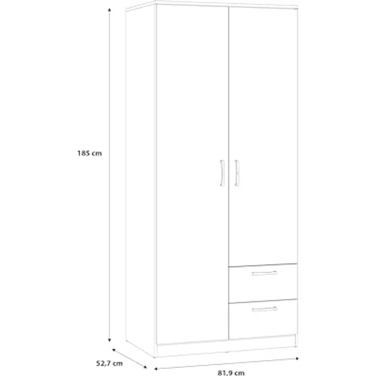FORTE Niko Kleiderschrank mit 2 Türen und 2 Schubladen, Holzwerkstoff, Sonoma Eiche , 82 x 185 x 52,7 cm – Bild 4