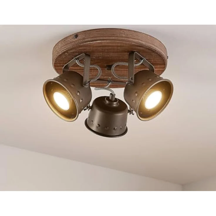 Lindby Rubinjo, 3-flammiger Deckenstrahler im Retro-Vintage-Stil aus Metall, GU10, antik – Bild 2