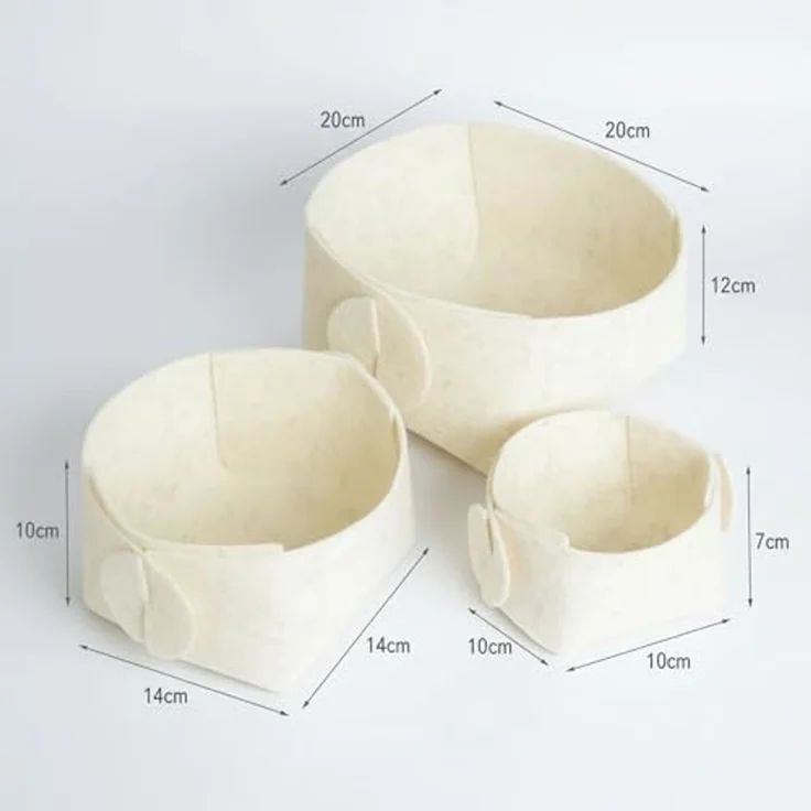 Libaro Badorganizer Aufbewahrungsbox stapelbar Ordnungsboxen Aufbewahrungskorb Stoff beige (3er-Set), Aufbewahrung Deko Ordnungsboxen Aufbewahrungskorb Filz – Bild 2