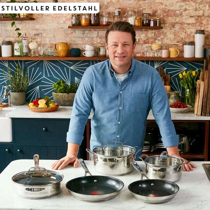 Tefal Wok Jamie Oliver E31019 Cook Smart, Edelstahl, Antihaftversiegelung, Thermo-Signal, Induktion, Ø 28 cm – Bild 5