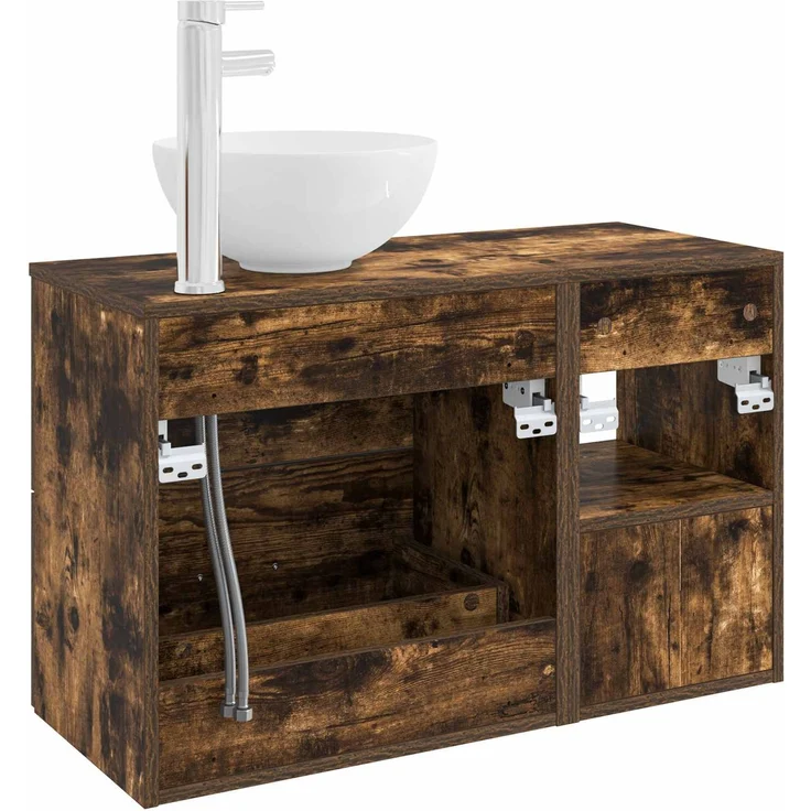 vidaXL Badezimmerschrank-Set 2 stk. Geräucherte Eiche 3403868 – Bild 6