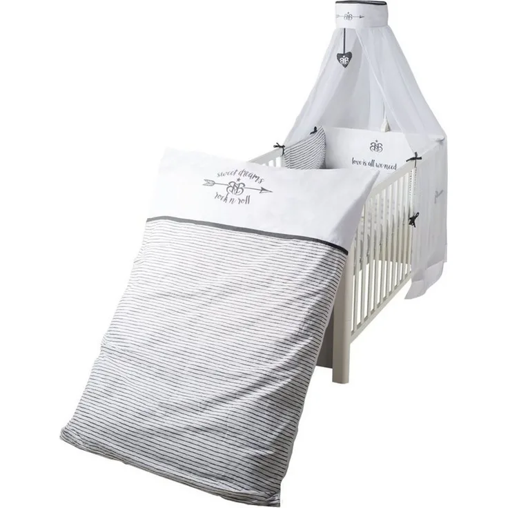 roba Bettgarnitur 'Rock Star Baby 3' 4-teilig - Bettwäsche 100 x 135 - Nestchen - Himmel